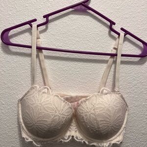 PINK Victoria's Secret Cream Lace Date Push Up Bra